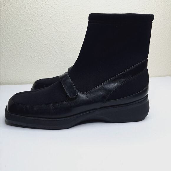 Bally Sock Boots Rare Leather Square Toe Men's 7 Women's 9 Italy Goth Industrial - Picture 4 of 16